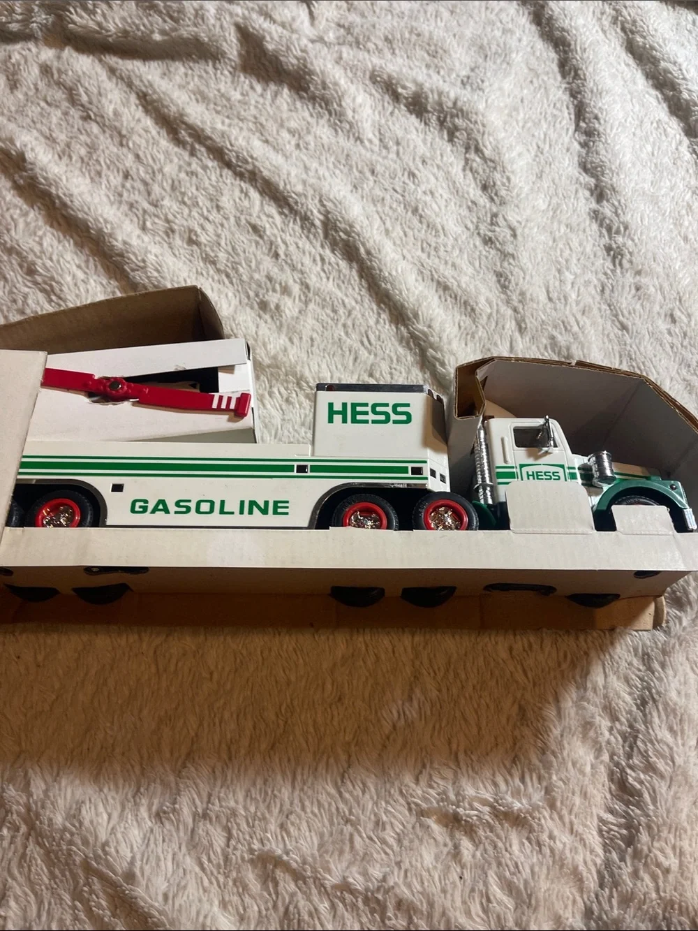 Hess Green & White Gasoline Truck and Helicopter Set 1995